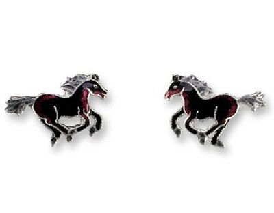 Stallion Enameled Sterling Silver Post Earrings by Zarah