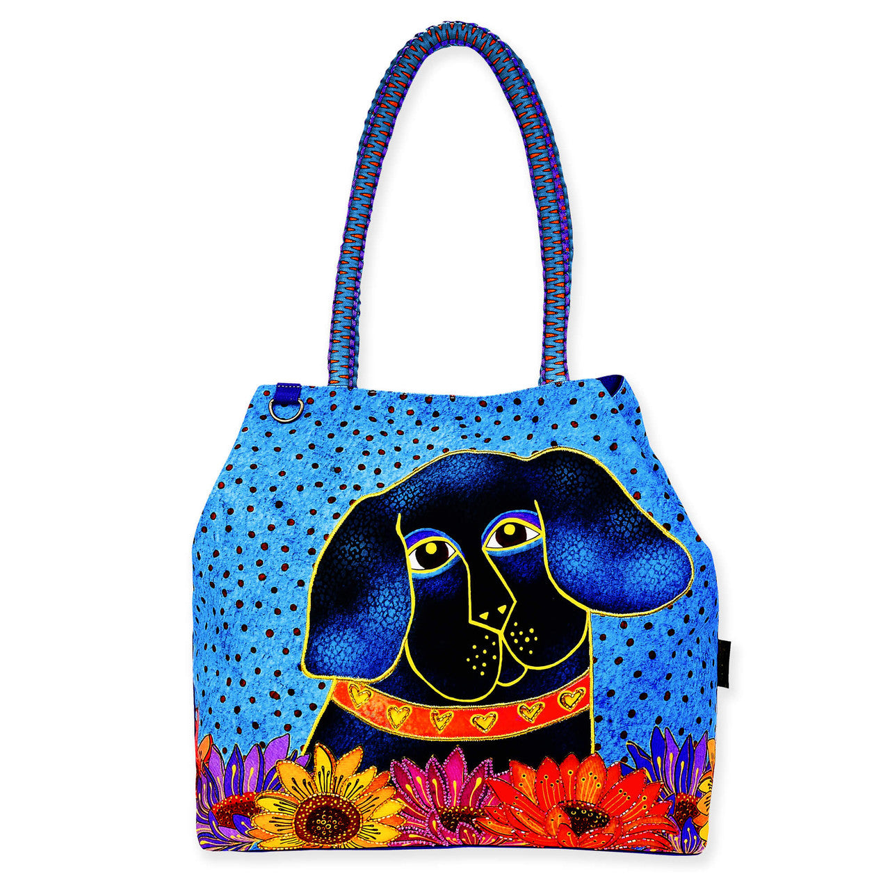 Laurel Burch Matisse in Flowers Black Dog Large Gap Tote Bag, 21" x 5.5" x 15"