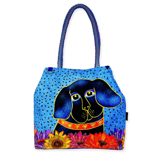 Laurel Burch Matisse in Flowers Black Dog Large Gap Tote Bag, 21" x 5.5" x 15"