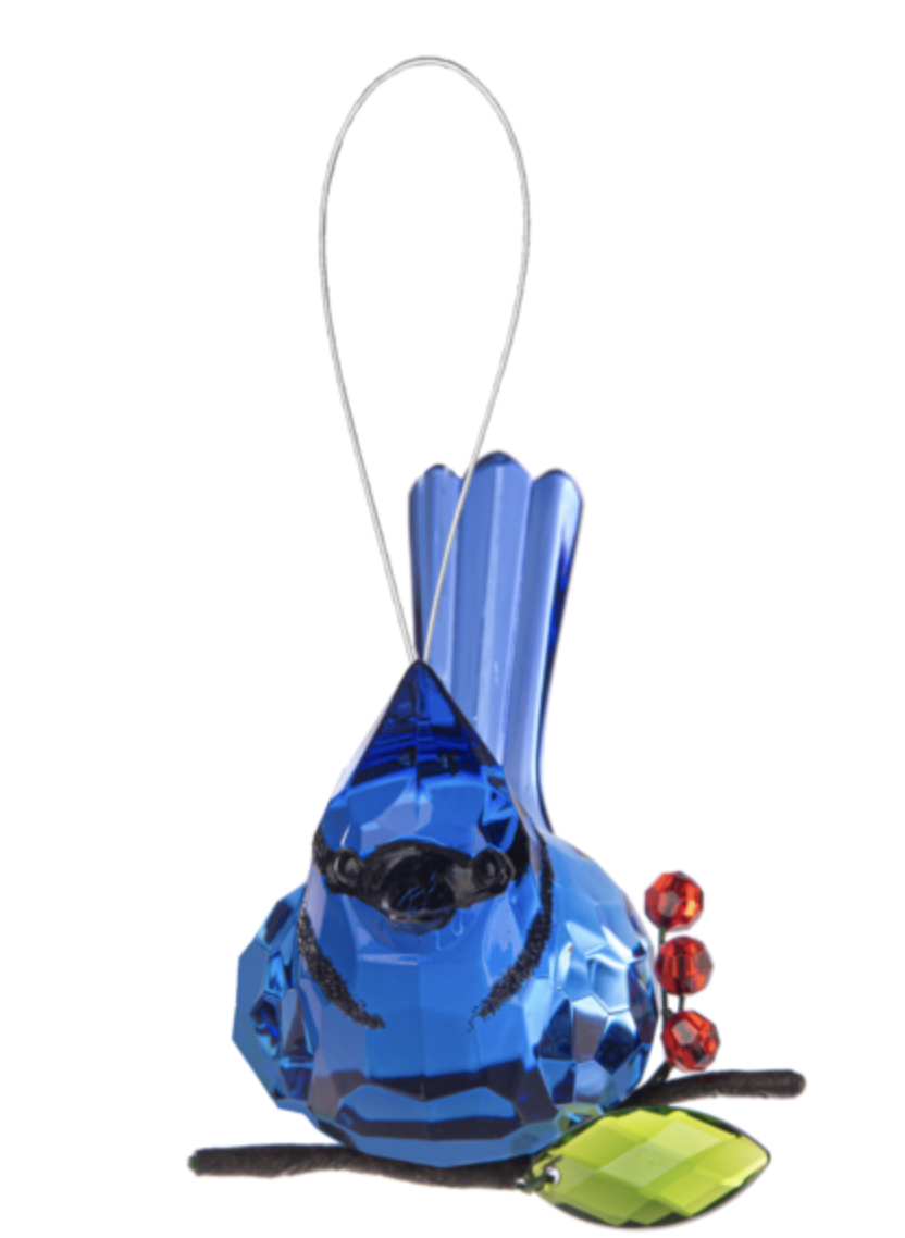 Crystal Expressions Ganz Elegant Berry Blue Jay Ornament, ACRYX-288, 4"