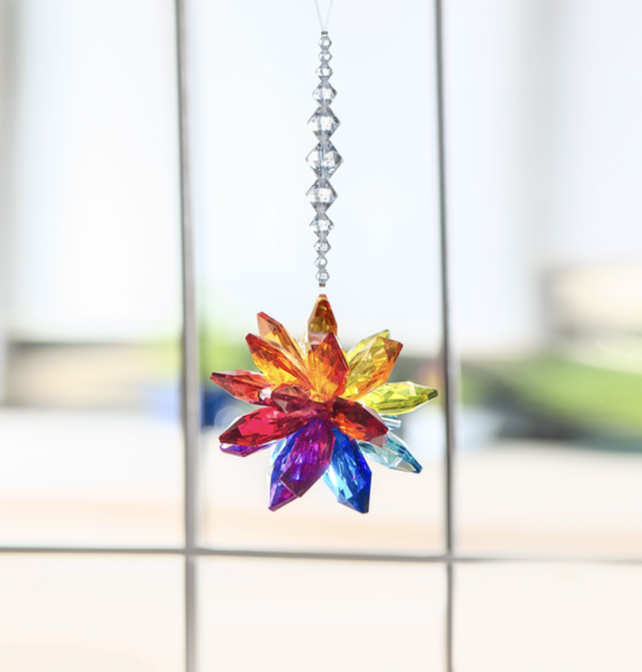 Crystal Expressions Ganz Rainbow Starburst  Ornament, ACRY-247, 7" long