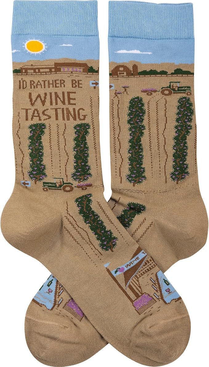 Primitives by Kathy - I'd Rather Be Wine Tasting Unisex Socks, One Size