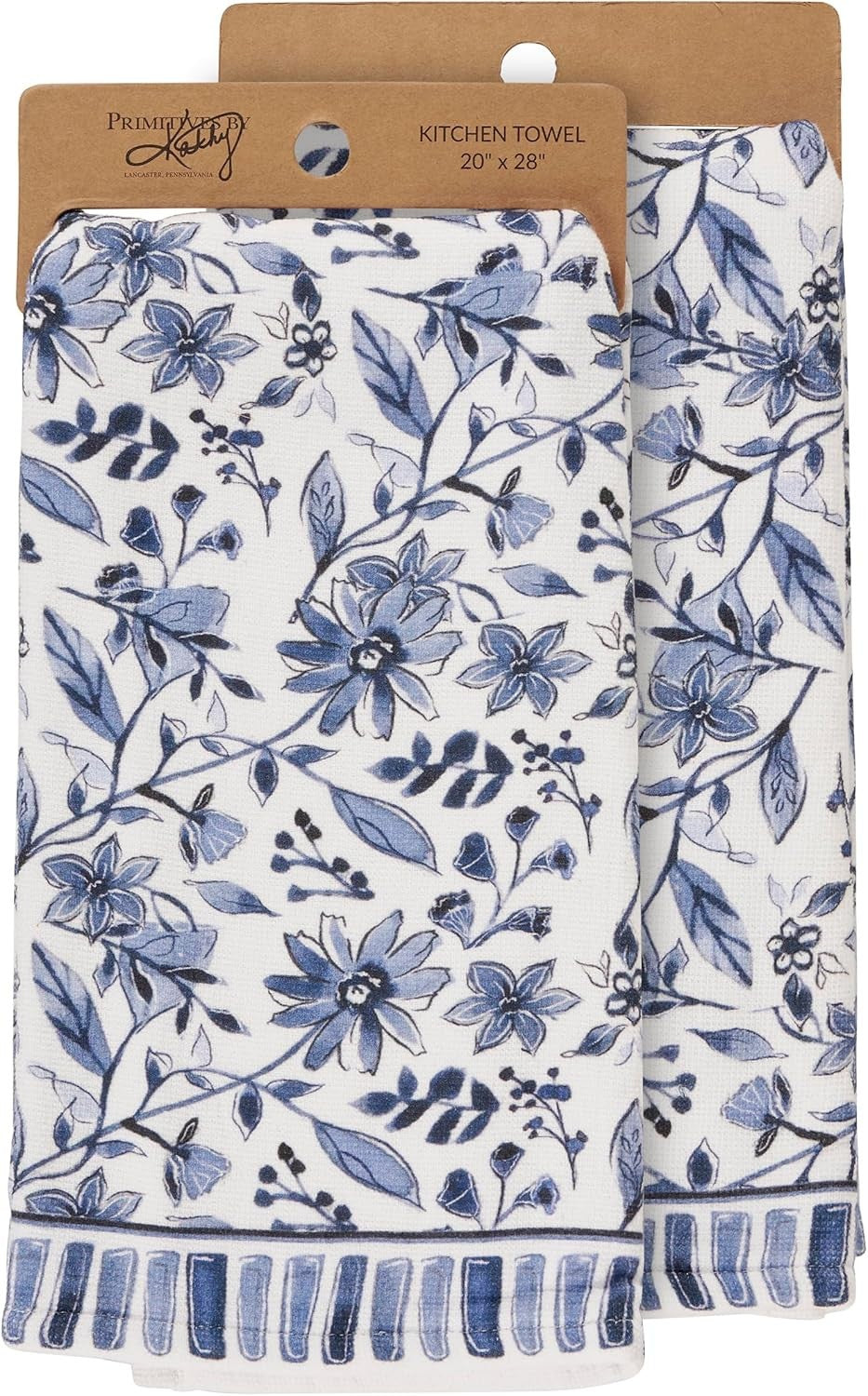 Primitives by Kathy Kitchen Towel - Blue Florals, 20" x 28"