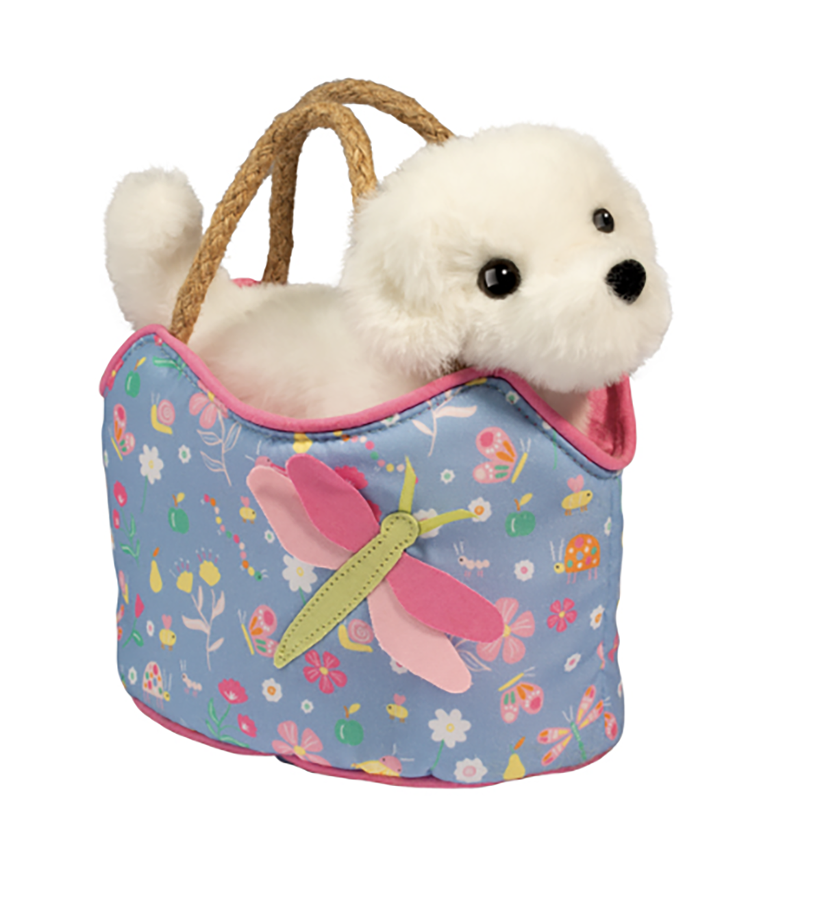 Douglas Dragonfly Dreams Sassy Sak Tote w/ Bichon Plush Stuffed Animal Toy, 7"