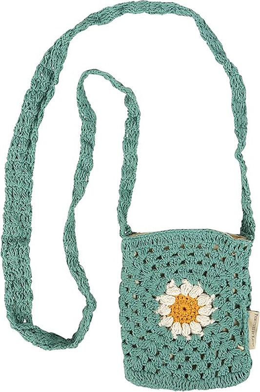 Primitives by Kathy Daisy Crossbody and Straps Feature a Crochet Style, 8 x 6"