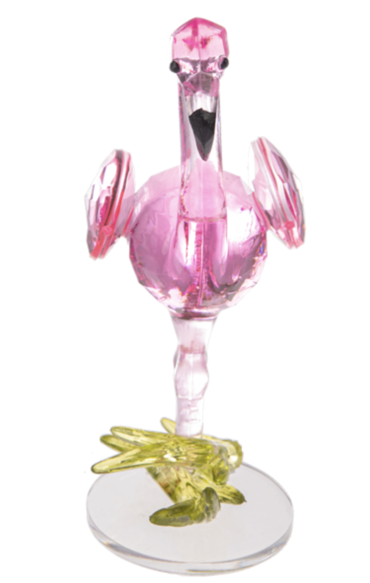 Ganz Acrylic Pretty Pink Flamingo Standing in Grass Figurine, 3.5" high
