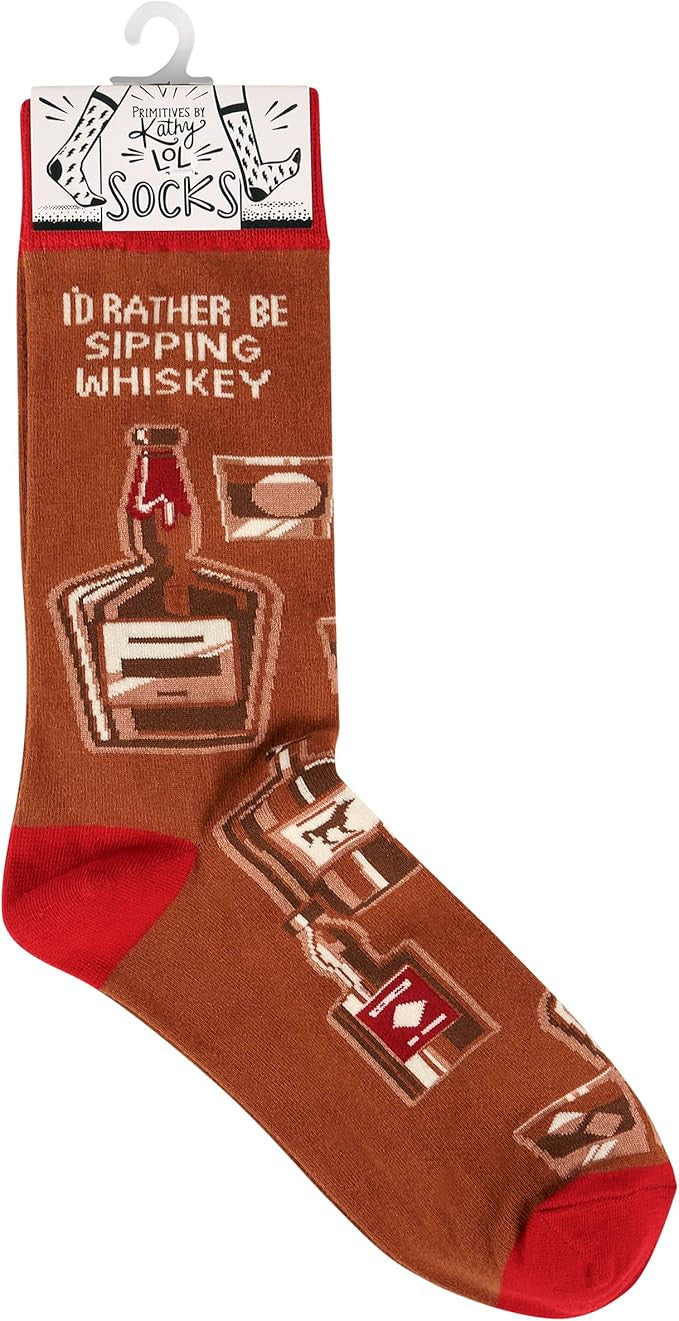 Primitives by Kathy - I'd Rather Be Sipping Whiskey Unisex Socks, One Size