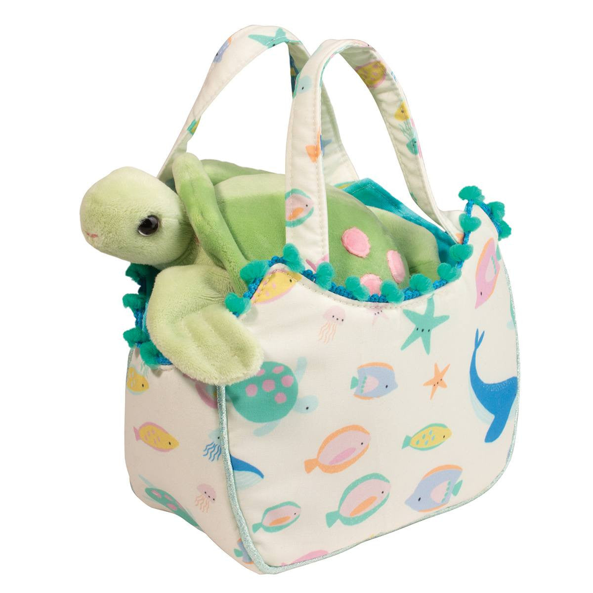 Douglas Ocean Friends Sassy Sak Tote w Sea Turtle Plush Stuffed Animal Toy, 7"