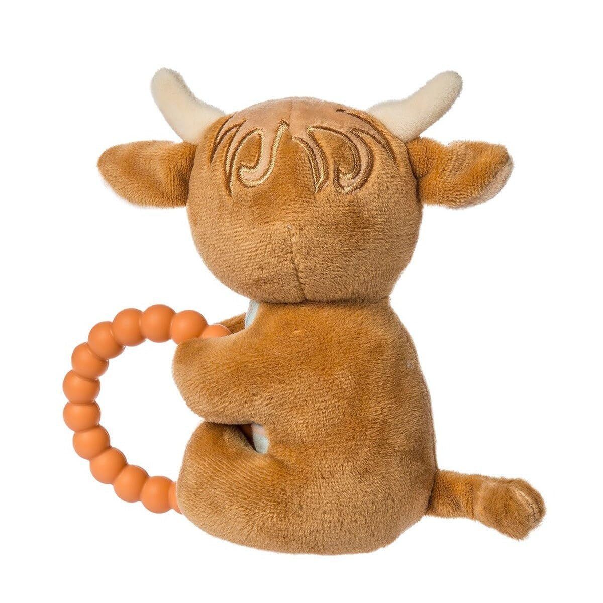 Mary Meyer Soft Baby Rattle with Soothing Teether Ring, 6", Hetty Highland Cow