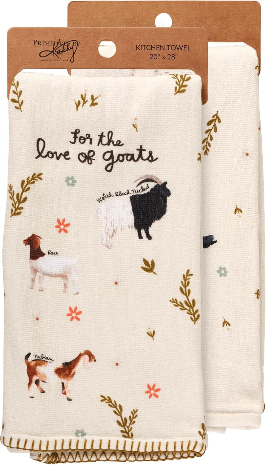 Primitives by Kathy For the Love of Goats Kitchen Towel, 20"L x 28"W