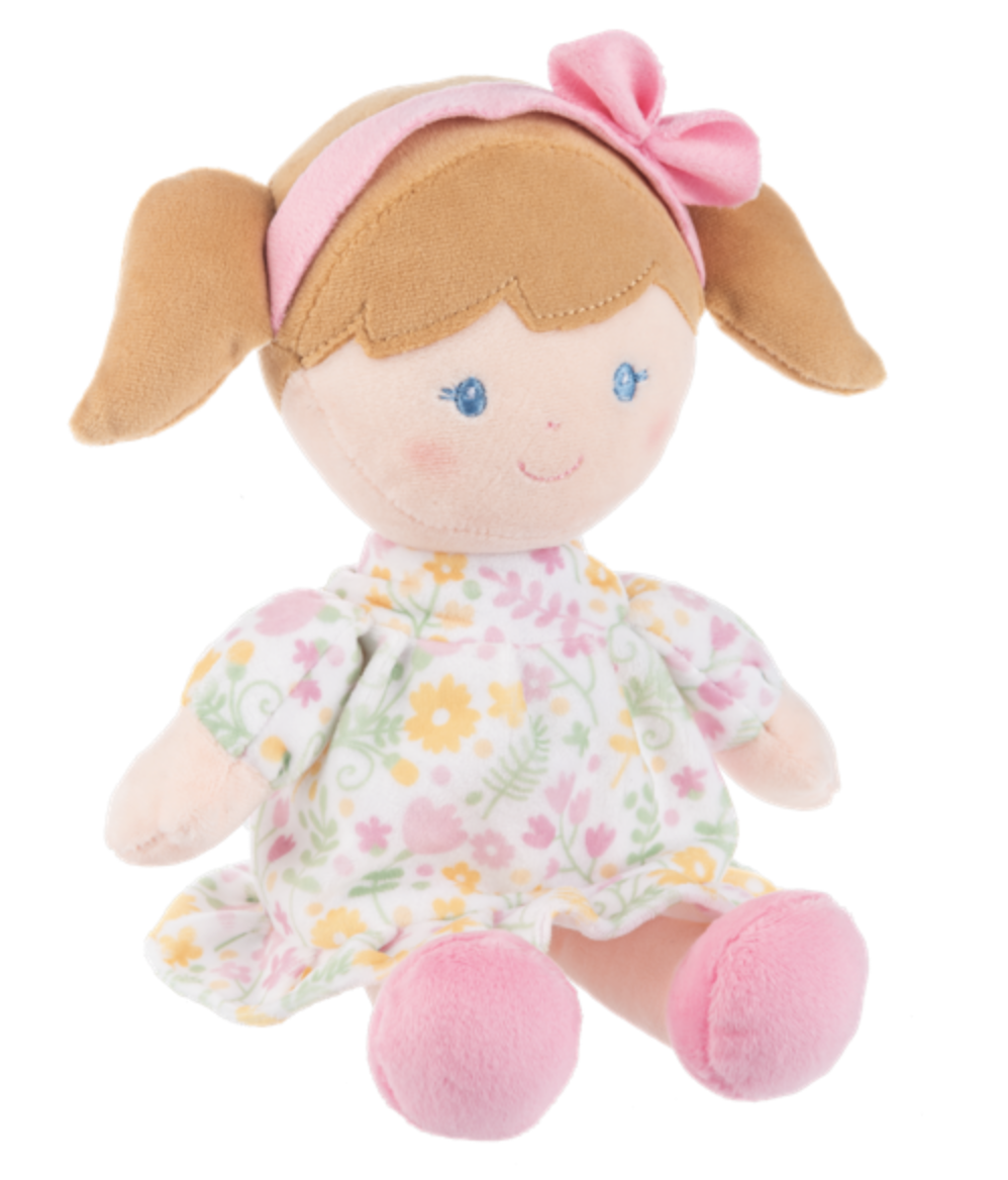 Ganz Pink Stuffed Primrose Baby Doll Plush Toy with Soft Rattle, 9"