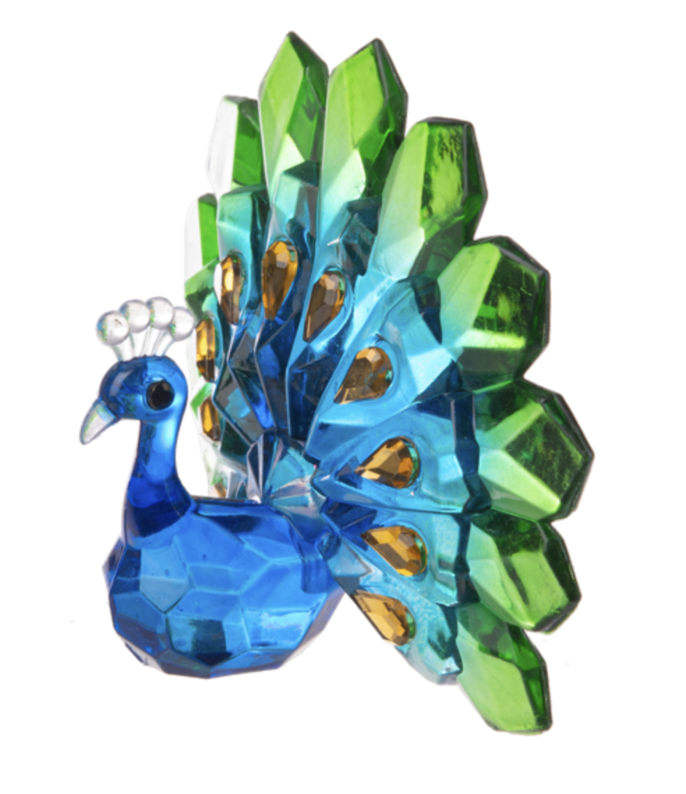 Ganz Crystal Expressions Decorative Peacock Figurine, Blue & Green Acrylic Gems