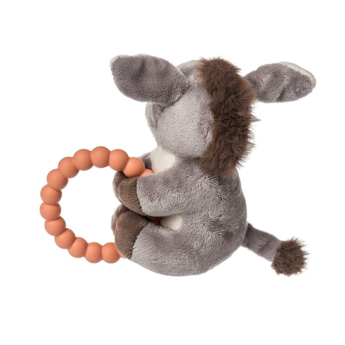 Mary Meyer Soft Baby Rattle with Soothing Teether Ring, 6", Dusty Donkey