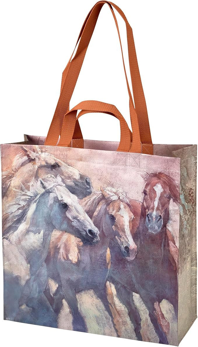 Market Tote - Running Horses, Double Sided, 15.50" x 15.25" x 6"