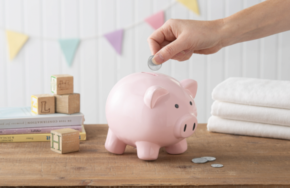 Ganz Pink Pig Money Bank, 6-inch Length, White, BG4660