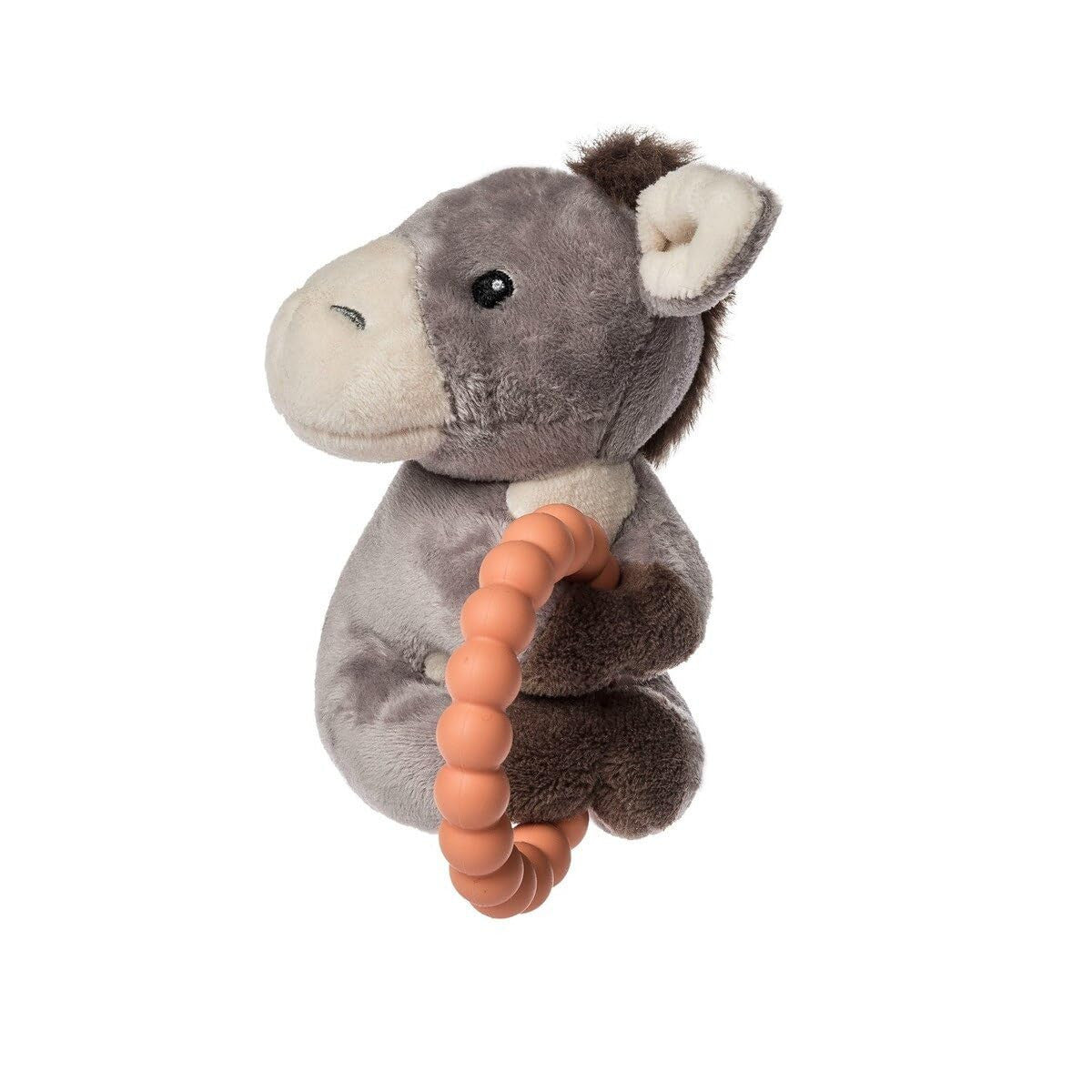 Mary Meyer Soft Baby Rattle with Soothing Teether Ring, 6", Dusty Donkey