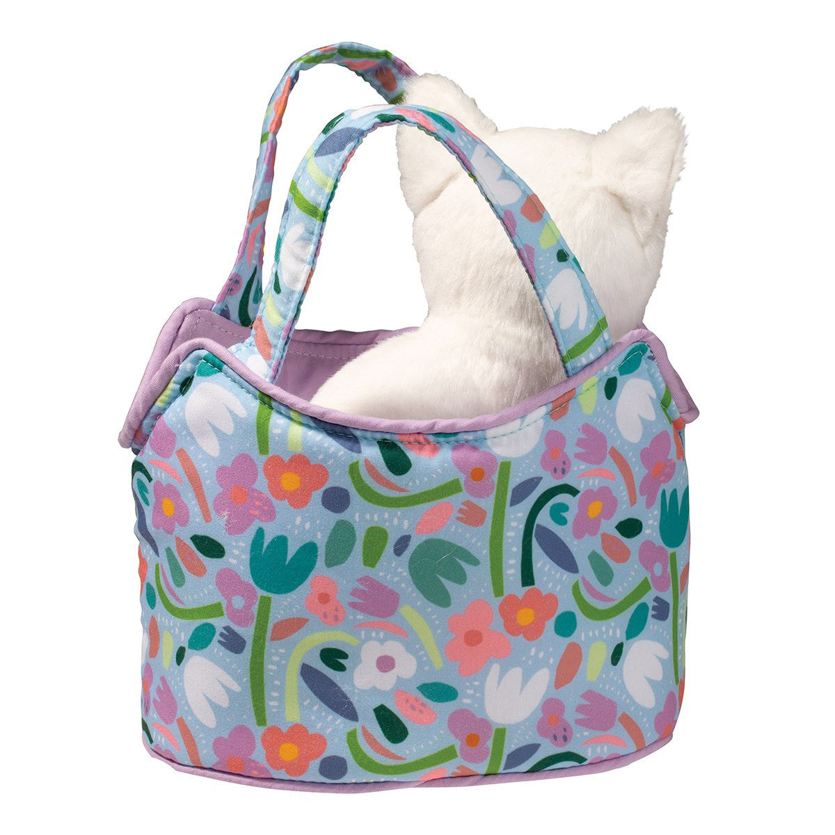 Douglas My Little Garden Sassy Sak Tote w White Cat Plush Stuffed Animal Toy, 7"