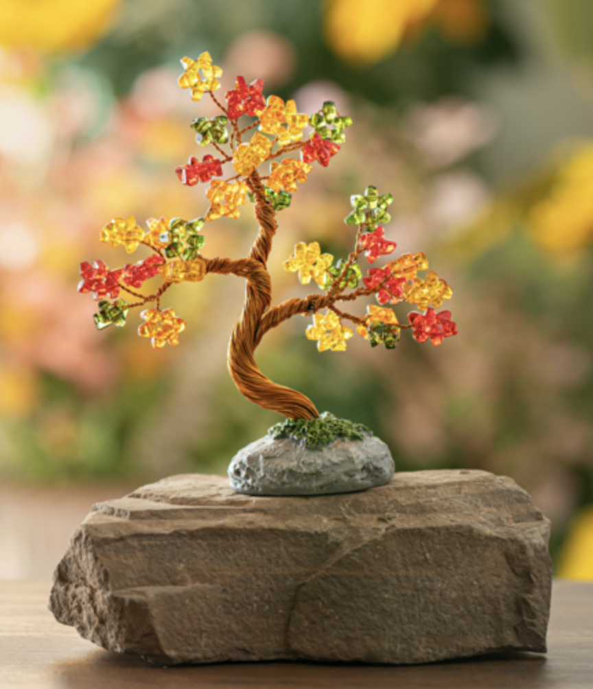 Ganz Crystal Expressions Acrylic Autumn Leaves Beaded Tree Figurine, 5.25"
