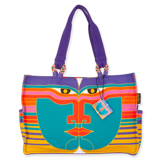 Laurel Burch Vayu Spirit Aztec Face Large Shoulder Tote Bag, 17'' x 5'' x 12''