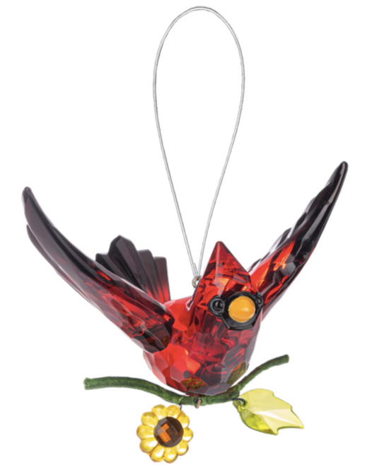 Ganz Sunflower Cardinal Ornament, 3-inch Length, Acrylic and Iron (ACRYF-171)