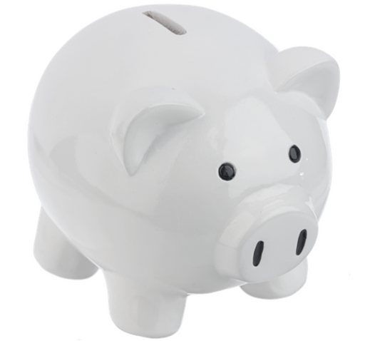 Ganz Pink Pig Money Bank, 6-inch Length, White, BG4660