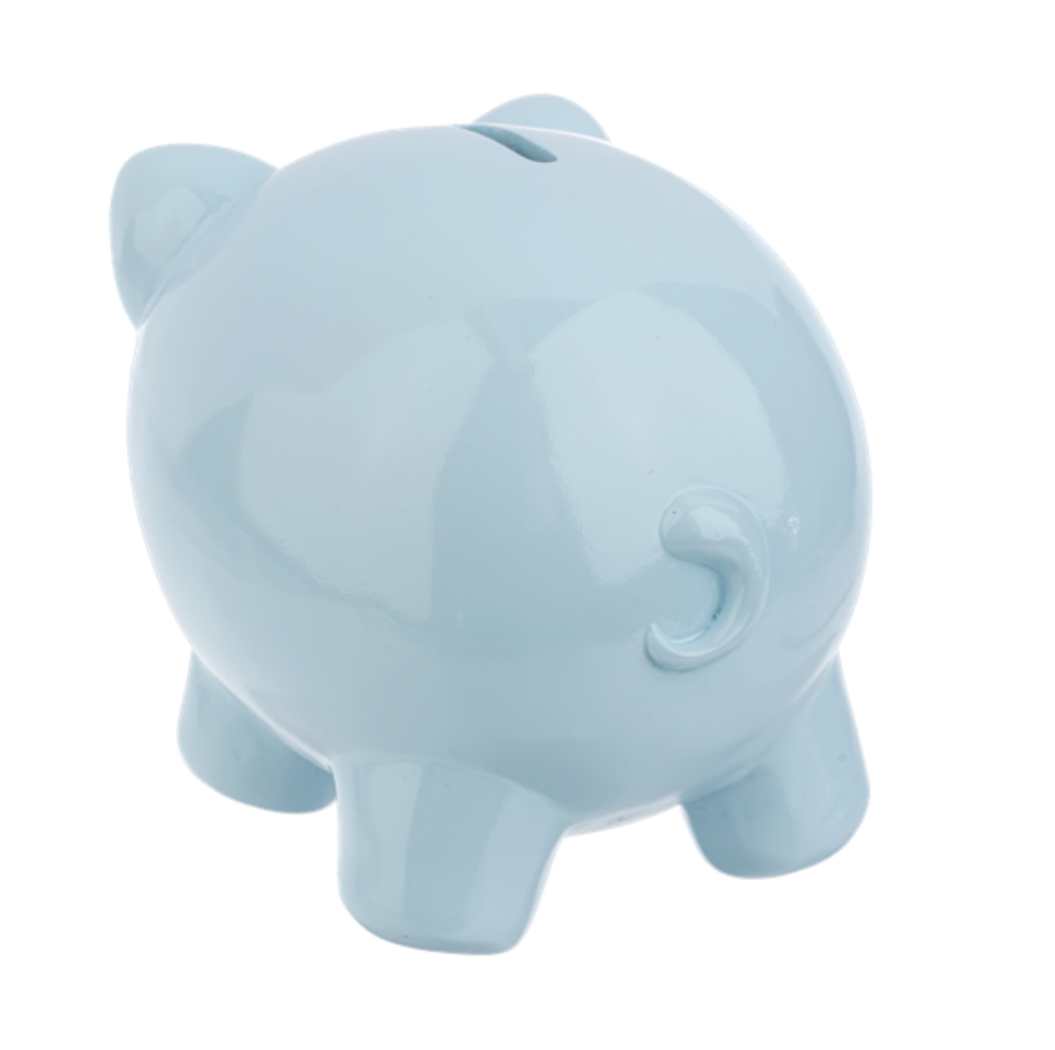 Ganz Blue Pig Money Bank, 6-inch Length, Pink, Polyresin
