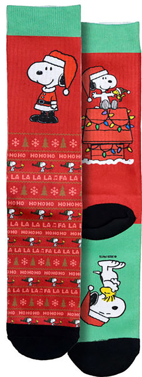 Spoontiques Peanuts Christmas Crew Socks - SHOE SIZE (5-10 Men) (7-12 women)