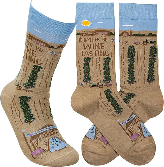 Primitives by Kathy - I'd Rather Be Wine Tasting Unisex Socks, One Size