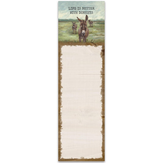 Primitives by Kathy - "Life is Better With Donkeys" List Pad