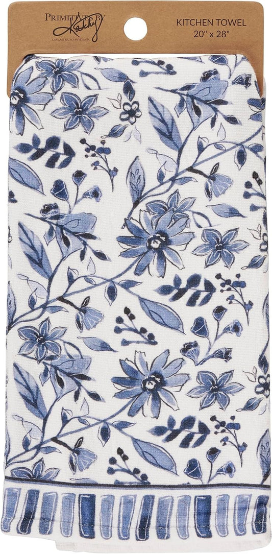 Primitives by Kathy Kitchen Towel - Blue Florals, 20" x 28"