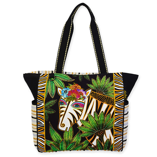 Laurel Burch Zahara Zebra Large Tote Bag Handbag, 19" x 5" x 13"
