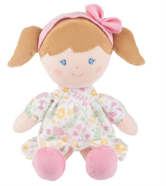 Ganz Pink Stuffed Primrose Baby Doll Plush Toy with Soft Rattle, 9"