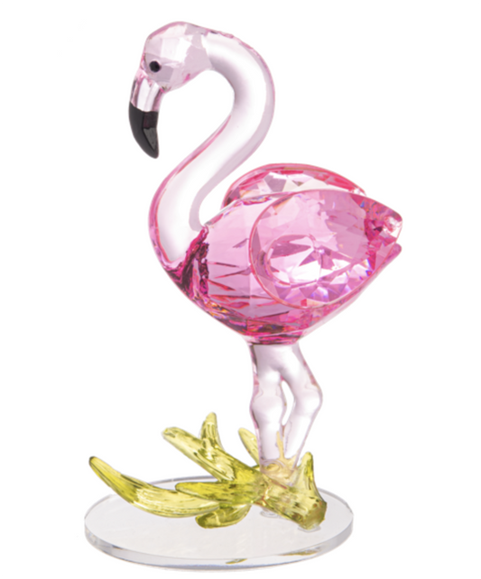 Ganz Acrylic Pretty Pink Flamingo Standing in Grass Figurine, 3.5" high