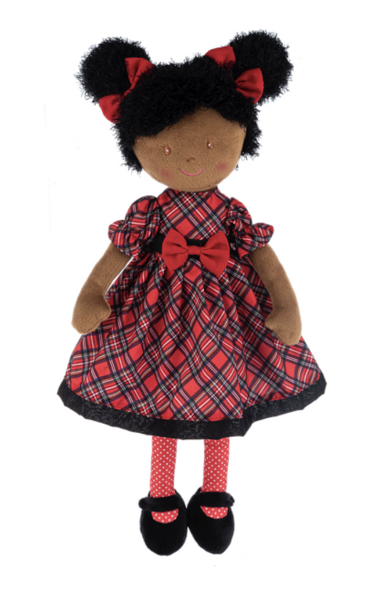 Ganz Natalia Rag Doll with Brown Skin and Black Curly Hair, 20" H