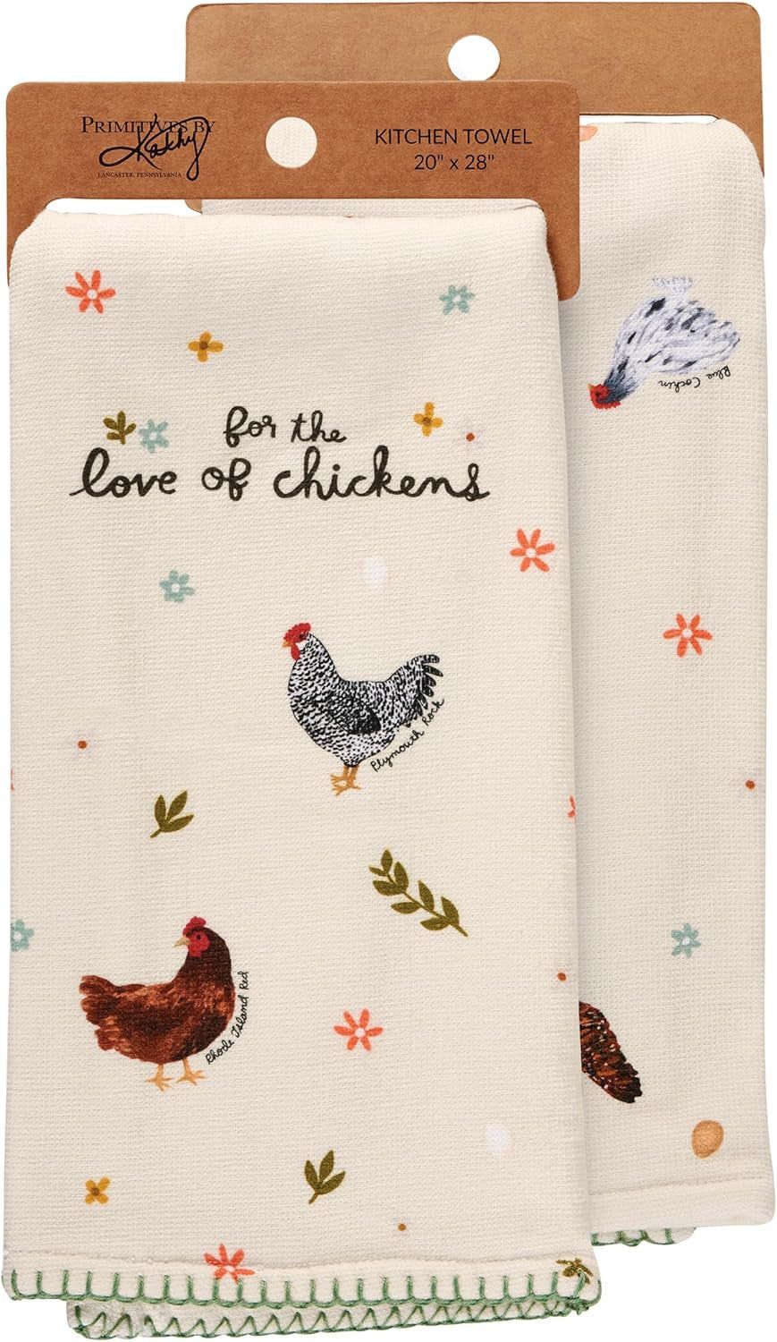 Primitives by Kathy For the Love of Chickens Kitchen Towel, 20"L x 28"W