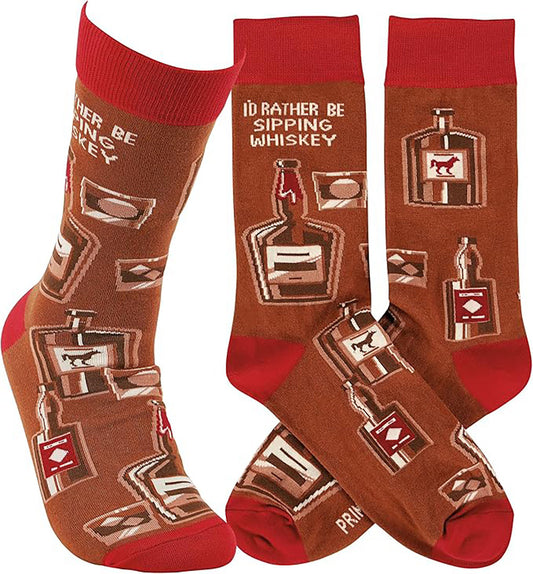 Primitives by Kathy - I'd Rather Be Sipping Whiskey Unisex Socks, One Size
