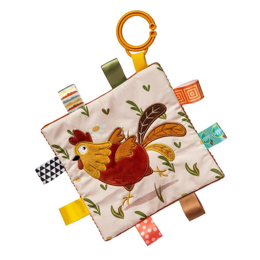 Taggies Crinkle Me Toy with Paper & Squeaker with Sensory Tags, 6 x 6", Rooster