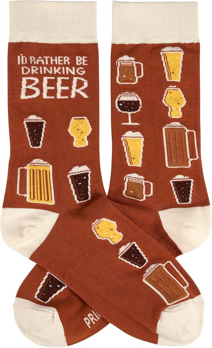 Primitives by Kathy - I'd Rather Be Drinking Beer Unisex Socks, One Size