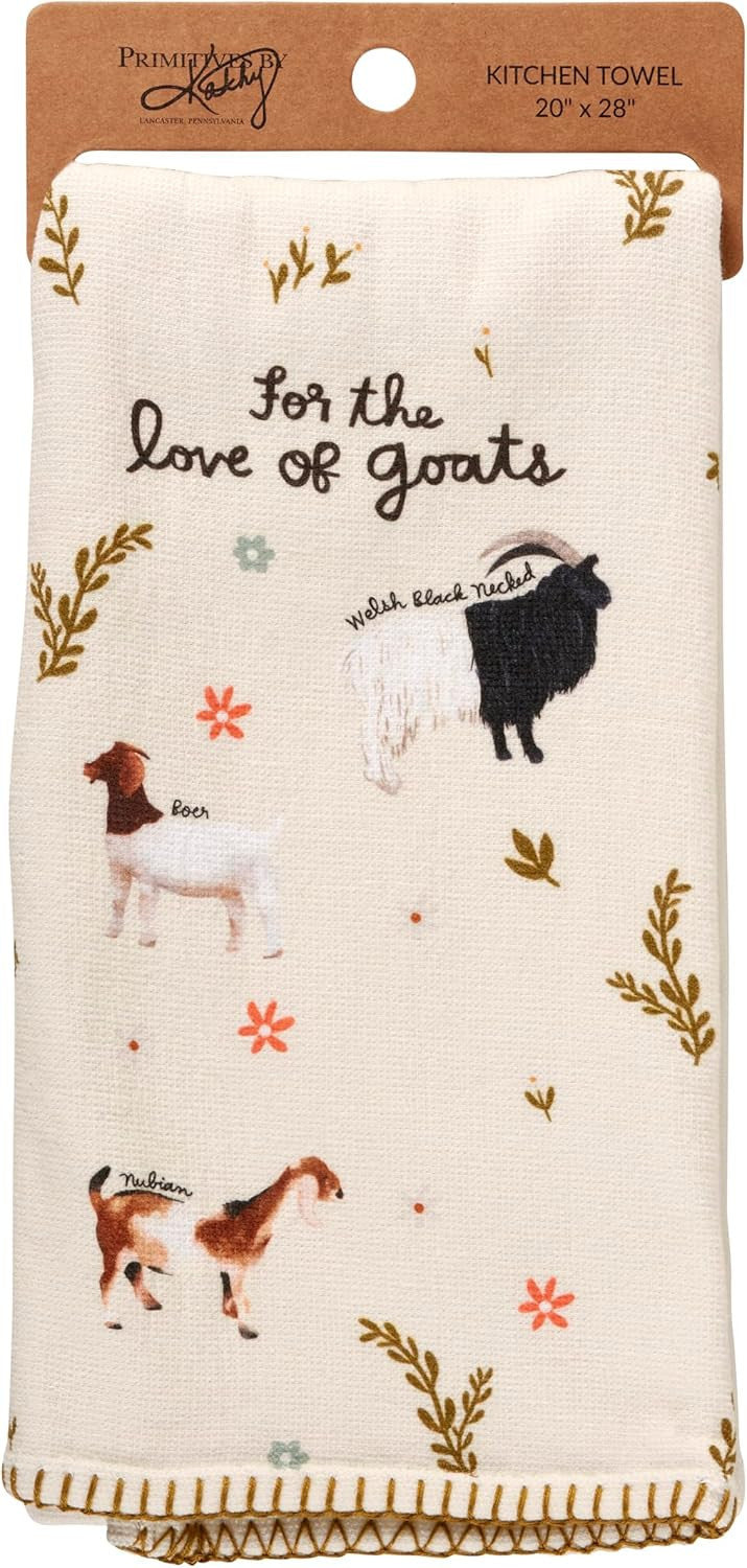 Primitives by Kathy For the Love of Goats Kitchen Towel, 20"L x 28"W