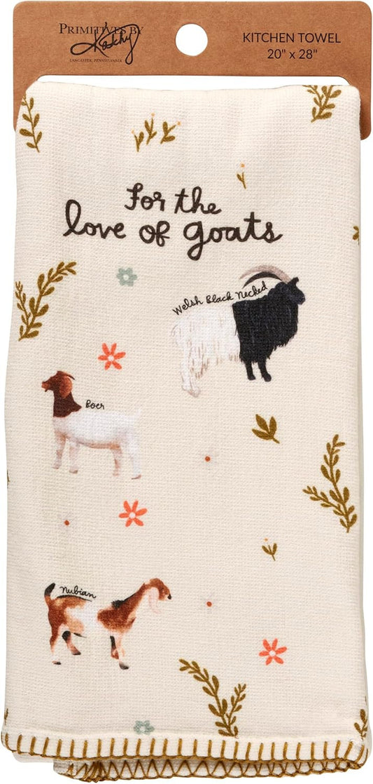 Primitives by Kathy For the Love of Goats Kitchen Towel, 20"L x 28"W