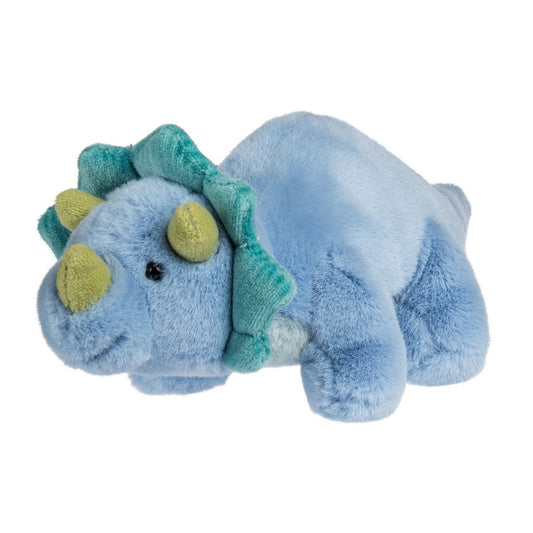 Mary Meyer Stuffed Animal Soft Toy, Little Fossil Dino, Blue Triceratops, 6"