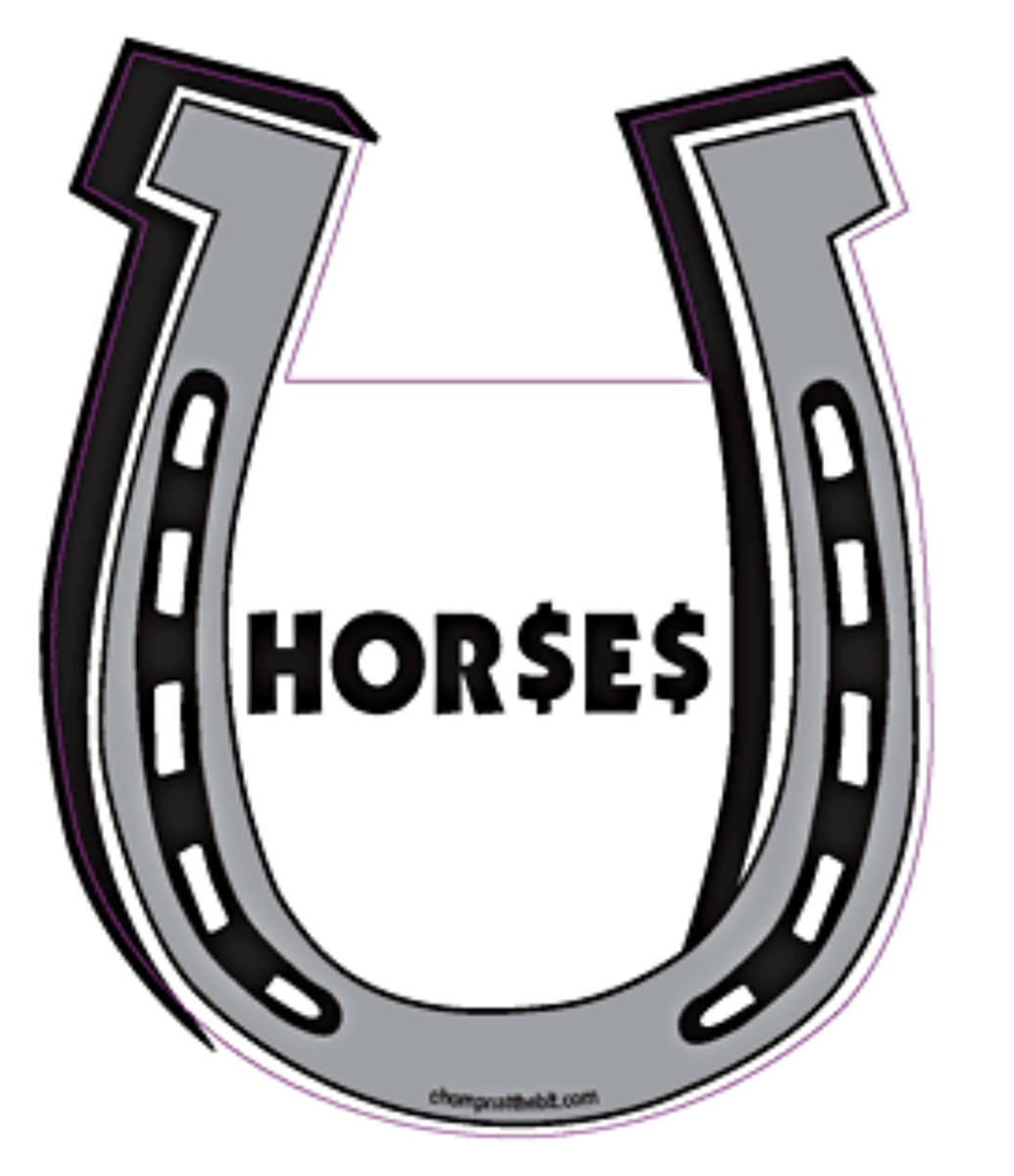 HOR$E$  Horses & Money Horseshoe Magnet for Car or Trailer