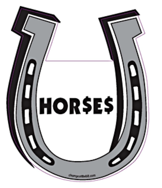 HOR$E$  Horses & Money Horseshoe Magnet for Car or Trailer