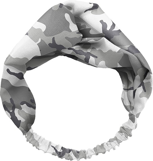 Spoontiques Printed Fabric, Knotted Hair HeadBand for Everyday Use, Grey Camo