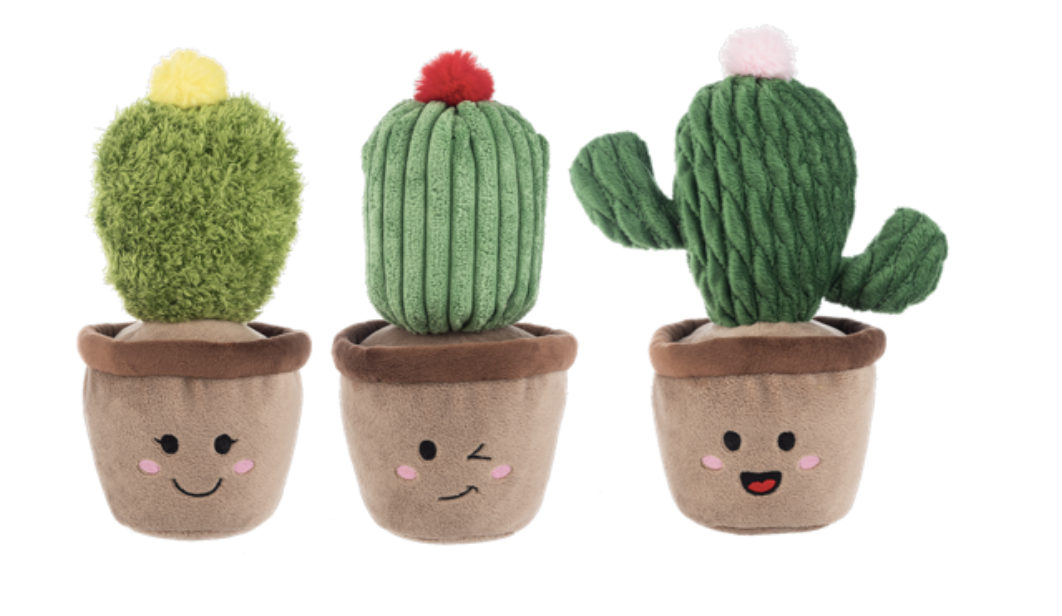 Ganz Whimsical Fuzzy Cactus with Yellow Pom Pom  Plush Stuffed Animal Toy,  9"