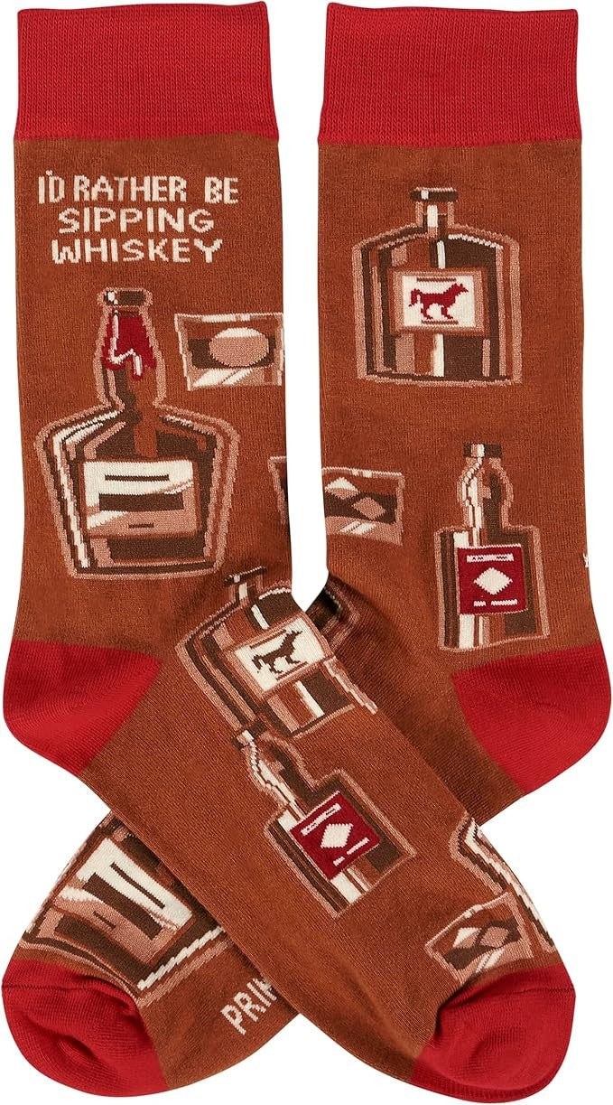 Primitives by Kathy - I'd Rather Be Sipping Whiskey Unisex Socks, One Size