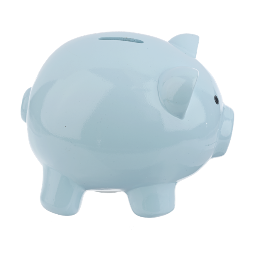 Ganz Blue Pig Money Bank, 6-inch Length, Pink, Polyresin