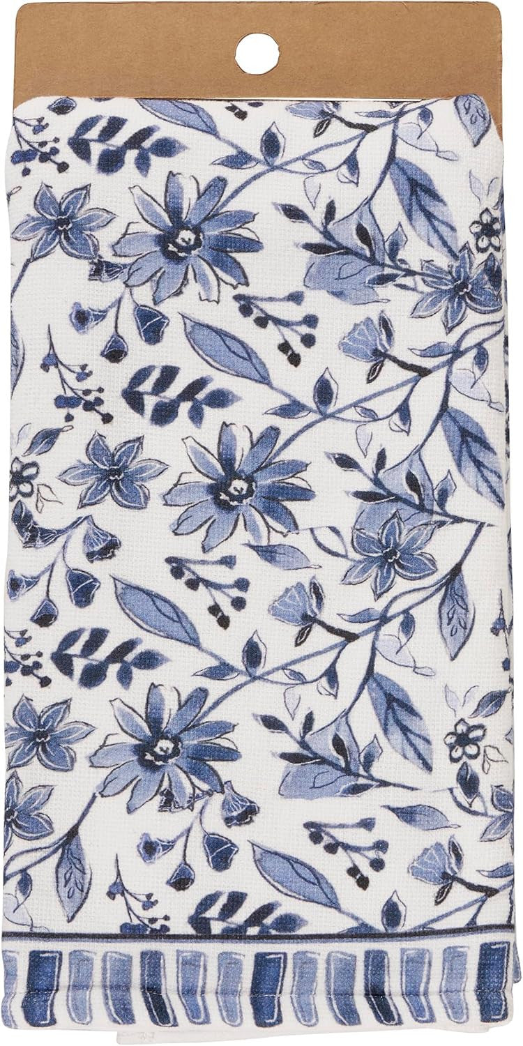 Primitives by Kathy Kitchen Towel - Blue Florals, 20" x 28"
