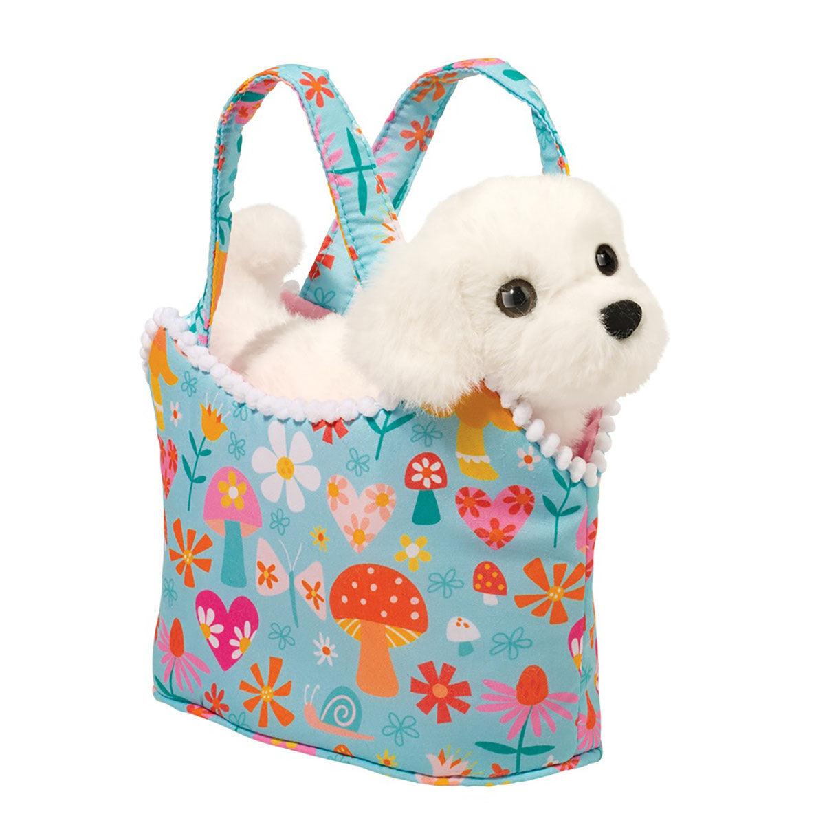 Douglas Retro Chic Sassy Sak Purse Tote with Bichon Plush Stuffed Animal Toy, 7"